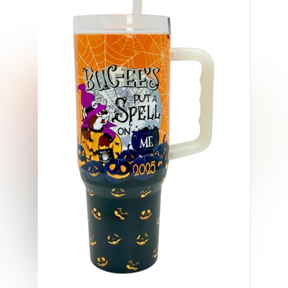 Halloween Themed Tumbler with Straw